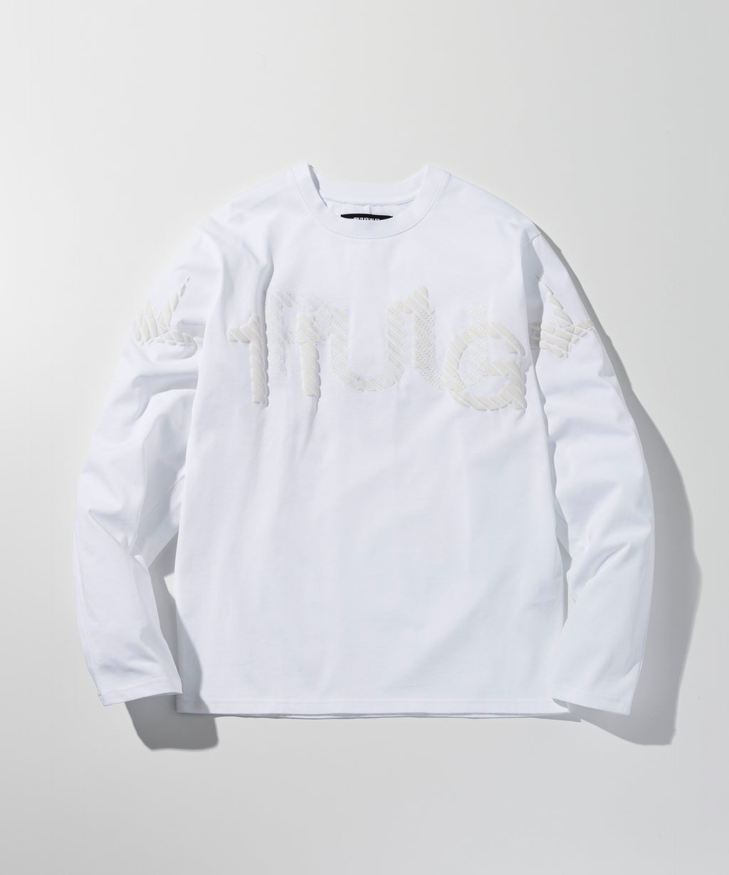1PIU1UGUALE3 RELAX 発泡プリントシャドウロゴロングTシャツ
