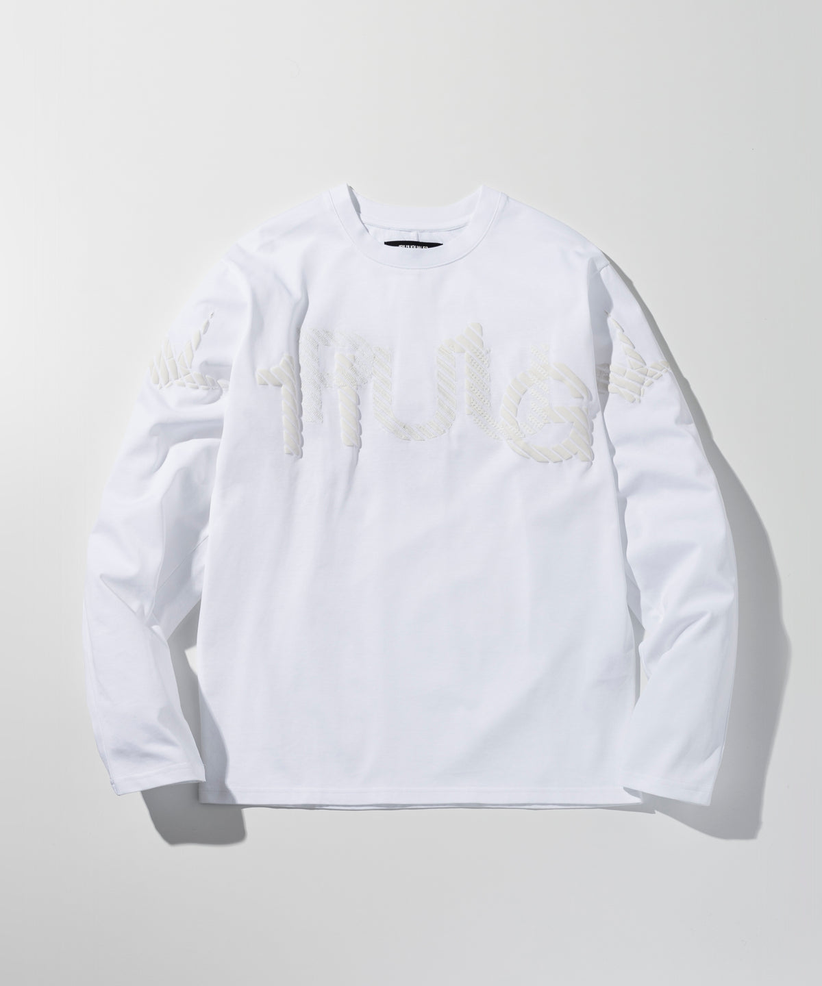1PIU1UGUALE3 RELAX 発泡プリントシャドウロゴロングTシャツ