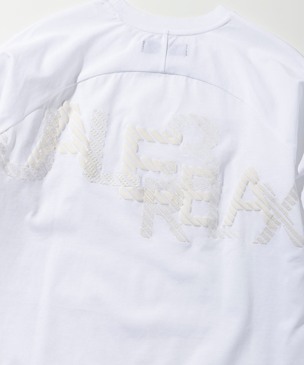 1PIU1UGUALE3 RELAX 発泡プリントシャドウロゴロングTシャツ