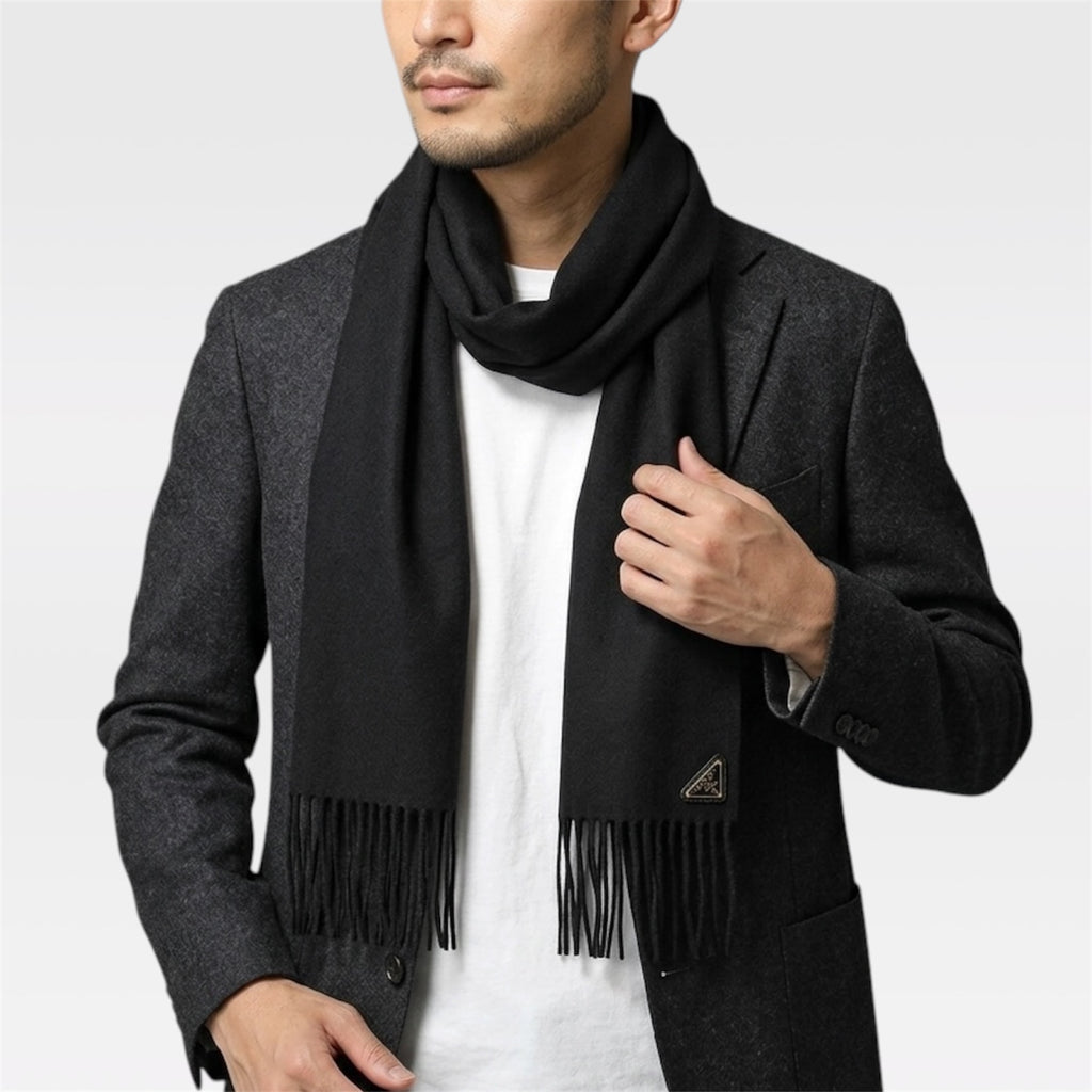 PRADA カシミヤマフラー-BLACK-