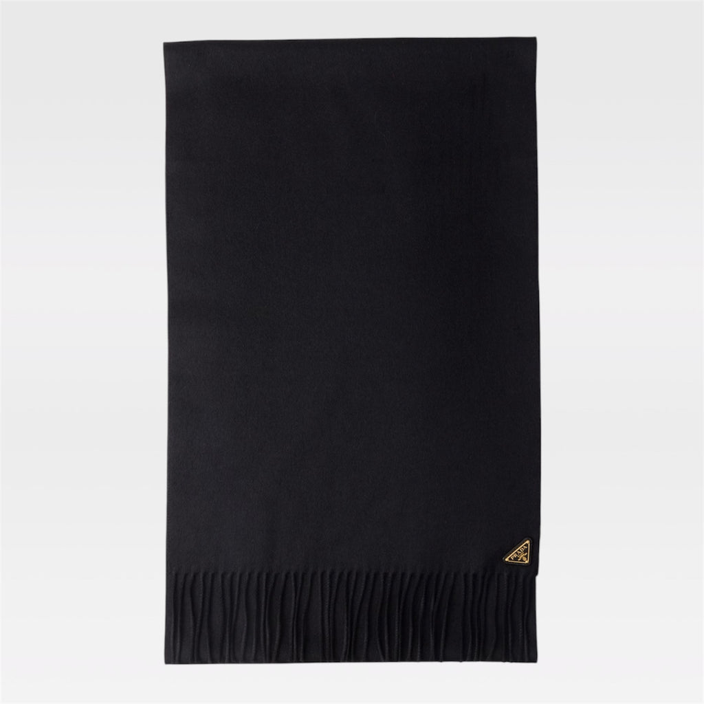 PRADA カシミヤマフラー-BLACK-