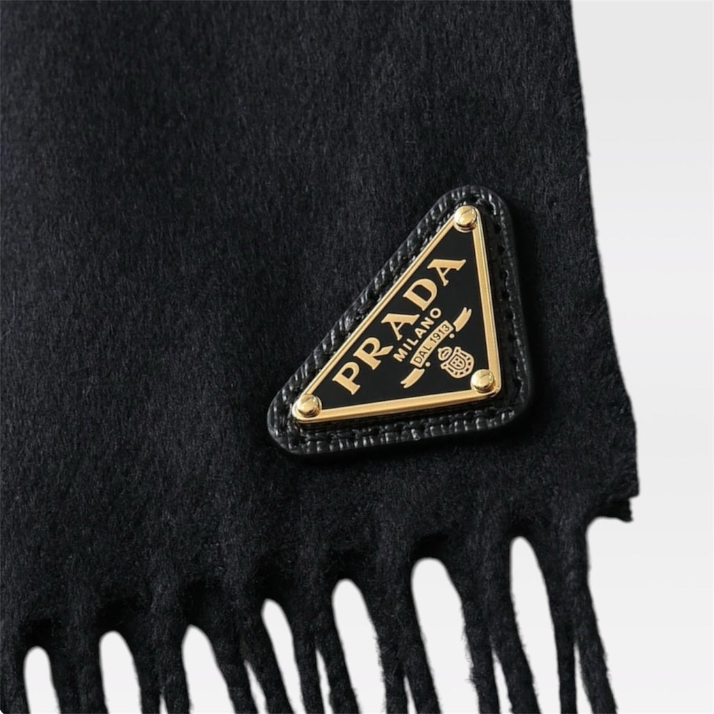 PRADA カシミヤマフラー-BLACK-