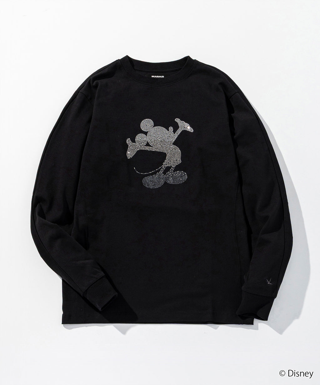 1PIU1UGUALE3 RELAX  ミッキーマウス ラインストーンシルエットロングTシャツ