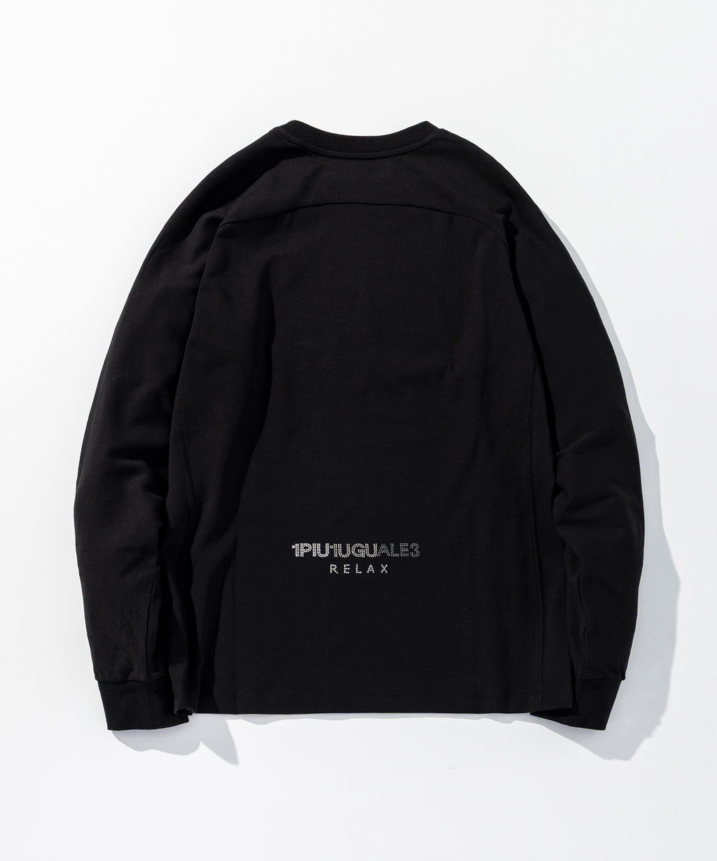 1PIU1UGUALE3 RELAX  ミッキーマウス ラインストーンシルエットロングTシャツ