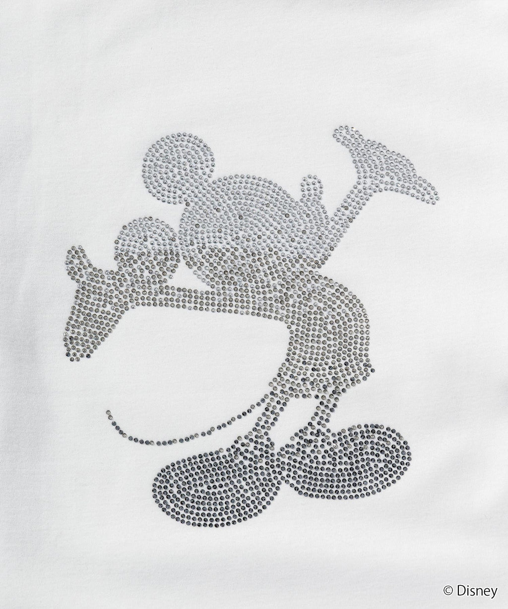1PIU1UGUALE3 RELAX  ミッキーマウス ラインストーンシルエットロングTシャツ