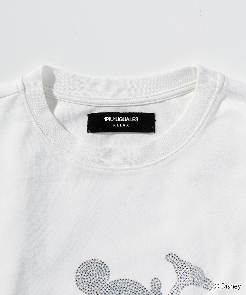 1PIU1UGUALE3 RELAX  ミッキーマウス ラインストーンシルエットロングTシャツ