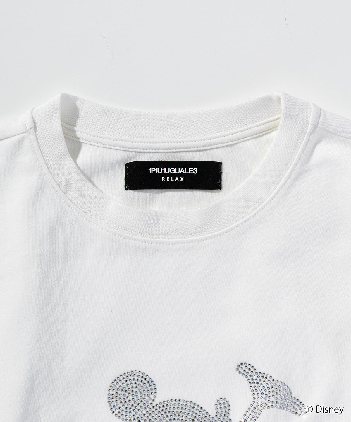 1PIU1UGUALE3 RELAX  ミッキーマウス ラインストーンシルエットロングTシャツ